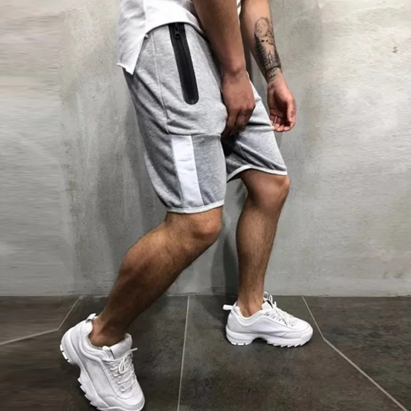Lammei для мужчин спортивная одежда комплект мода Сторона Полосатый тренировочный костюм-печворк мужской повседневное короткий рукав