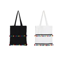 KANDRA 2019 Layered Colorful Tassel Canvas Shopping Tote Bag Women Zipper Durable Shoulder Bag Female Shopping Bags Wholesale