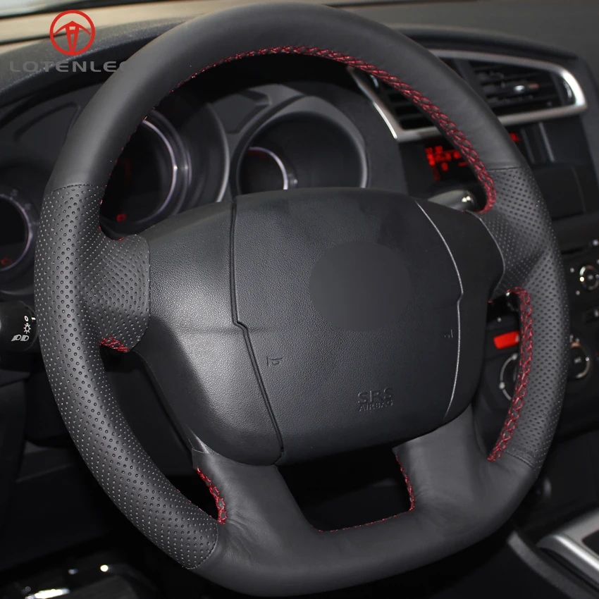 LQTENLEO черная искусственная кожа сшитая вручную крышка рулевого колеса для Citroen C4 C4L C4 L New C4(без многофункциональной кнопки