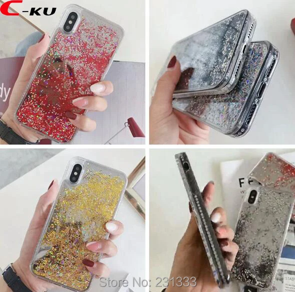 Sale C-ku Diamond Bling Liquid Quicksand Glitter TPU Electroplate Hard Case For Iphone X 8 7 PLUS 6 6S 7PLUS Skin Cover Luxury 100pcs 1