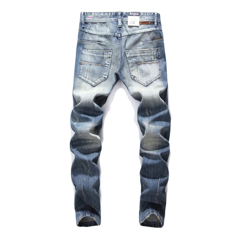 High Quality Italian Famous Brand Men Jeans Black Color White Washed Printed Jeans For Men Ripped 2