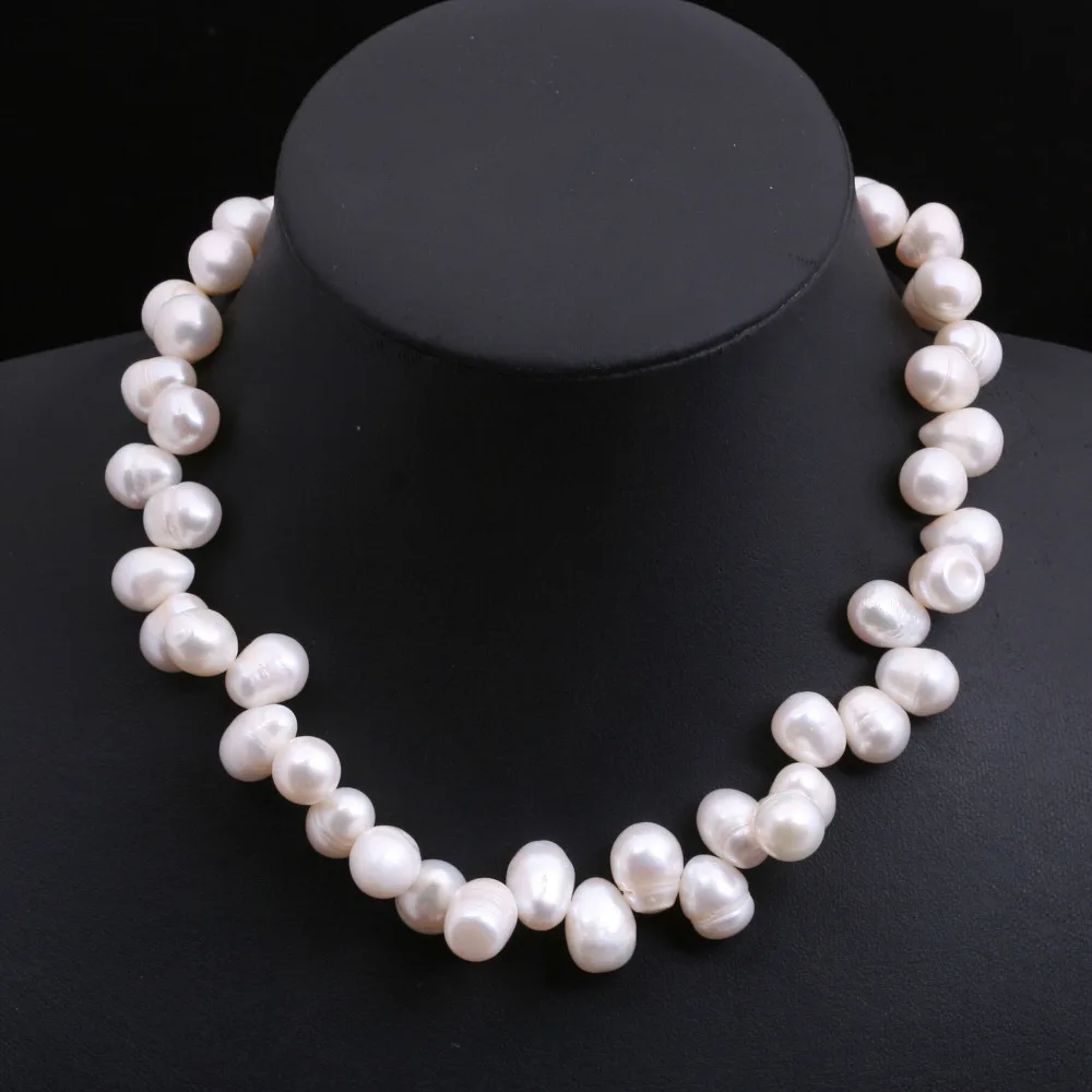 

11mmX15mm 17" NATURAL WHITE FREE FORM BAROQUE CULTURED FRESHWATER PEARL NECKLACE shipping free