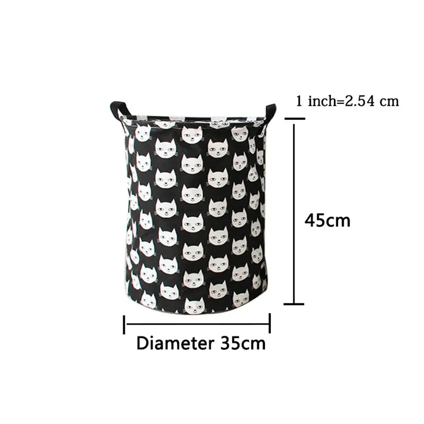 35-45cm-Cute-Cat-Pattern-Foldable-Laundry-Basket-baby-kids-Toy-Clothes-Canvas-Laundry-basket-storage