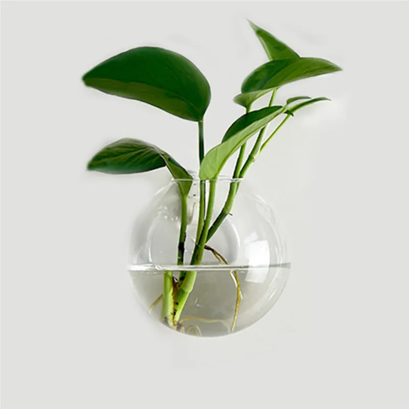 1PC Glass Hydroponic Pot Wall Clear Terrarium Vase Finish Tank Wedding Garden Home Office Flower Plant Stand Hanging Decoration