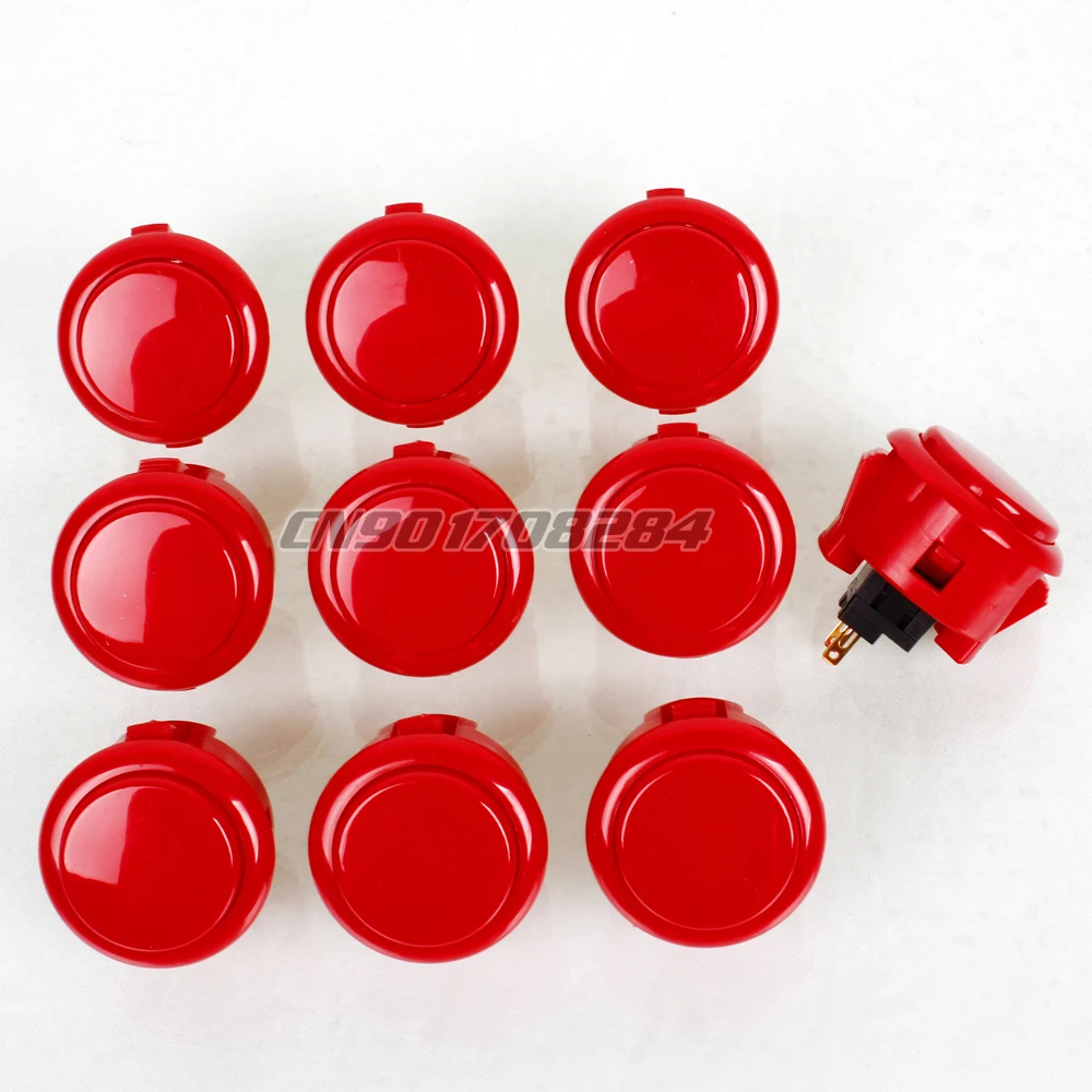 

10x Original Sanwa OBSF-30 Push button Built-in Micro Switch For Arcade Machine Joystick Mame Jamma PC games 30mm Buttoons - Red
