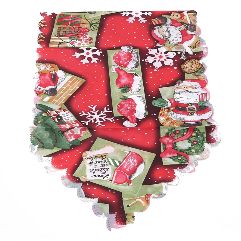 New Hot Christmas Print Table Runner Placemats Tablecloth Mat Santa Snowflakes Festive Wedding Xmas Party Banquet Decor - Цвет: 03