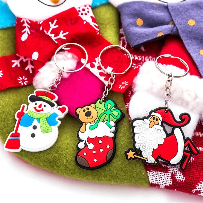 1PC Christmas Tree Ornament Hanging Pendants Gifts Cartoon Santa Claus Snowman Christmas Decora adornos de navidad Keyring Gifts