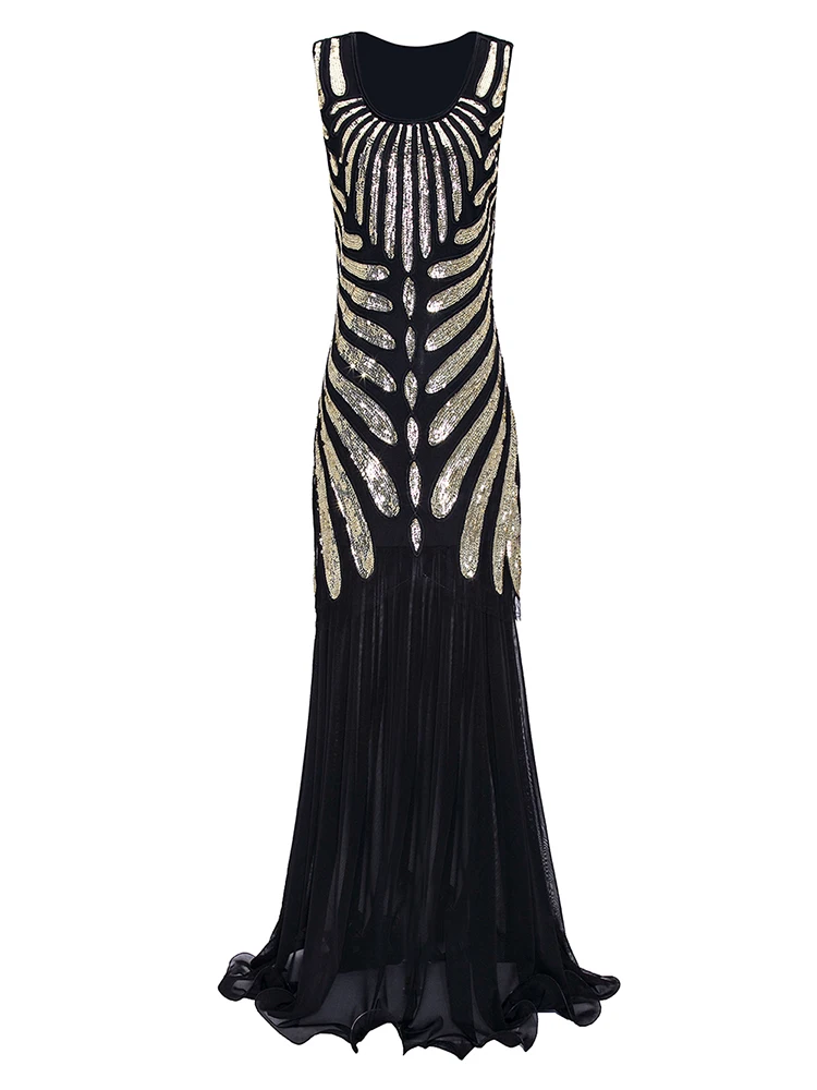 M MAYEVER/женское длинное выпускное платье 1920s в бусинах и пайетках, бальное платье с рукавом «русалка» GA17