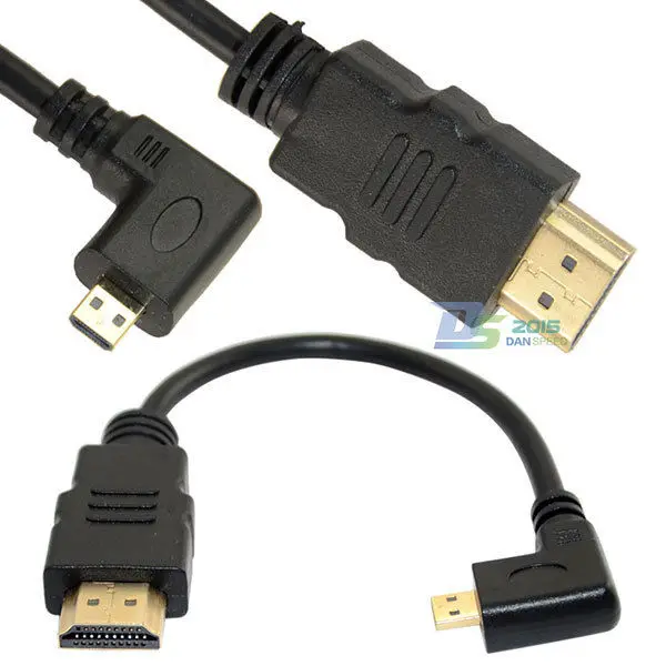 DANSPEED080P 6in HDMI мужчина к Micro D HDMI Мужской 90 градусов прямоугольный AV адаптер HDTV кабель