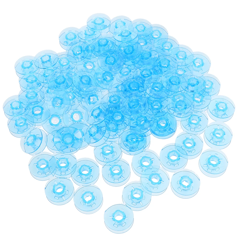 100Pcs Domestic Sewing Machine Plastic Spool Bobbins for PFAFF Blue