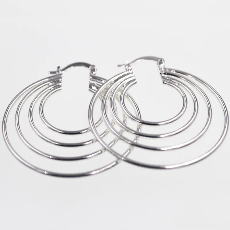 Серьги-кольца из стерлингового серебра 925 пробы для женщин, большие роскошные дизайнерские винтажные Свадебные ювелирные изделия хорошего качества Eh002