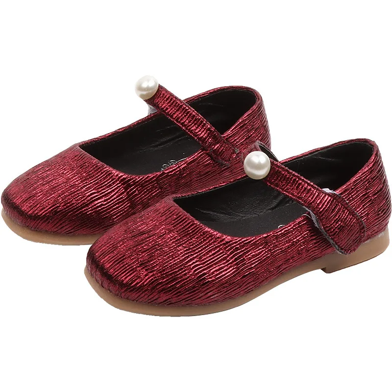 Mumoresip Girls Leather Shoes For Wedding Party Show Children's Flats
