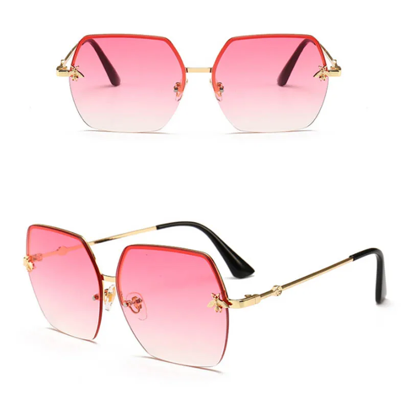 Квадратные бескаркасные солнцезащитные очки, брендовые дизайнерские очки для вождения, мужские аксессуары honey Bee, солнцезащитные очки для женщин, градиентные цветные линзы