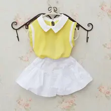 Коллекция года, летняя одежда для малышей-подростков детская Блузка Для Девочек Шифоновые Топы без рукавов для школьниц, блузки, рубашка для детей, JW2106