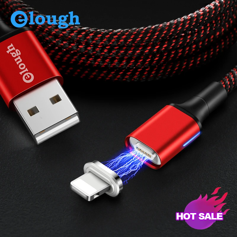 Elough Espark Магнитный зарядный usb-кабель для iPhone XS MAX XR 6 7 8 Plus кабель системы освещения
