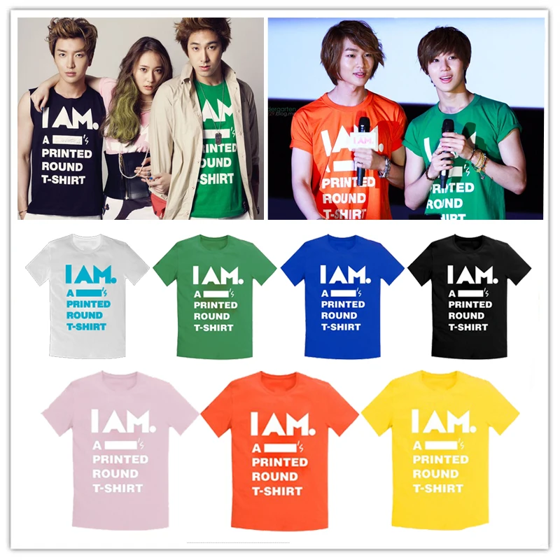 KPOP SM TOWN I AM SUPER JOUNIR TVXQ EXO Fx SHINEE Girl футболка с коротким рукавом в том же стиле | Мужская