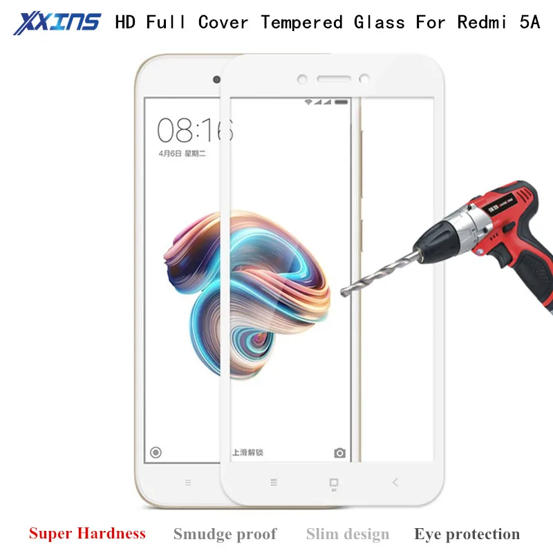 

Full screen coverage Tempered GLASS For Xiaomi Redmi 5A coloful mobile phone Protective 5.0 inch Rich 5 A case