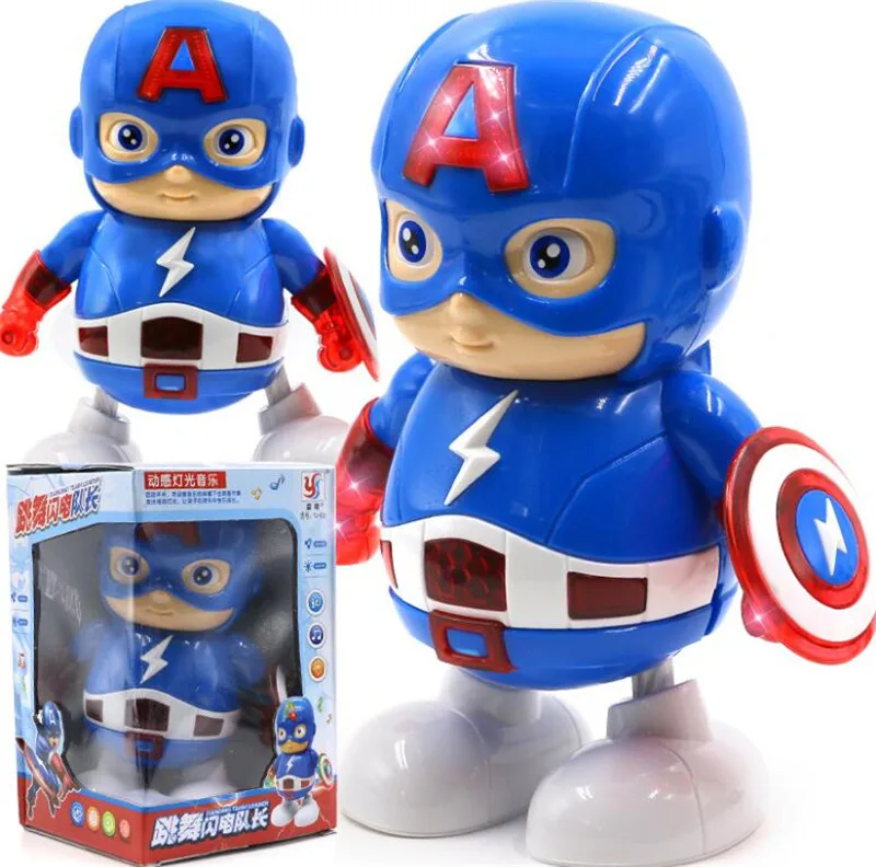 

Dance Captain America Action Figure Toy LED Flashlight with Sound Avengers Iron Man Hero Electronic Toy