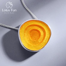 Lotus Fun – pendentif en argent Sterling 925, bijou fin de Style minimaliste, forme géométrique, presque rond, en époxy, sans collier