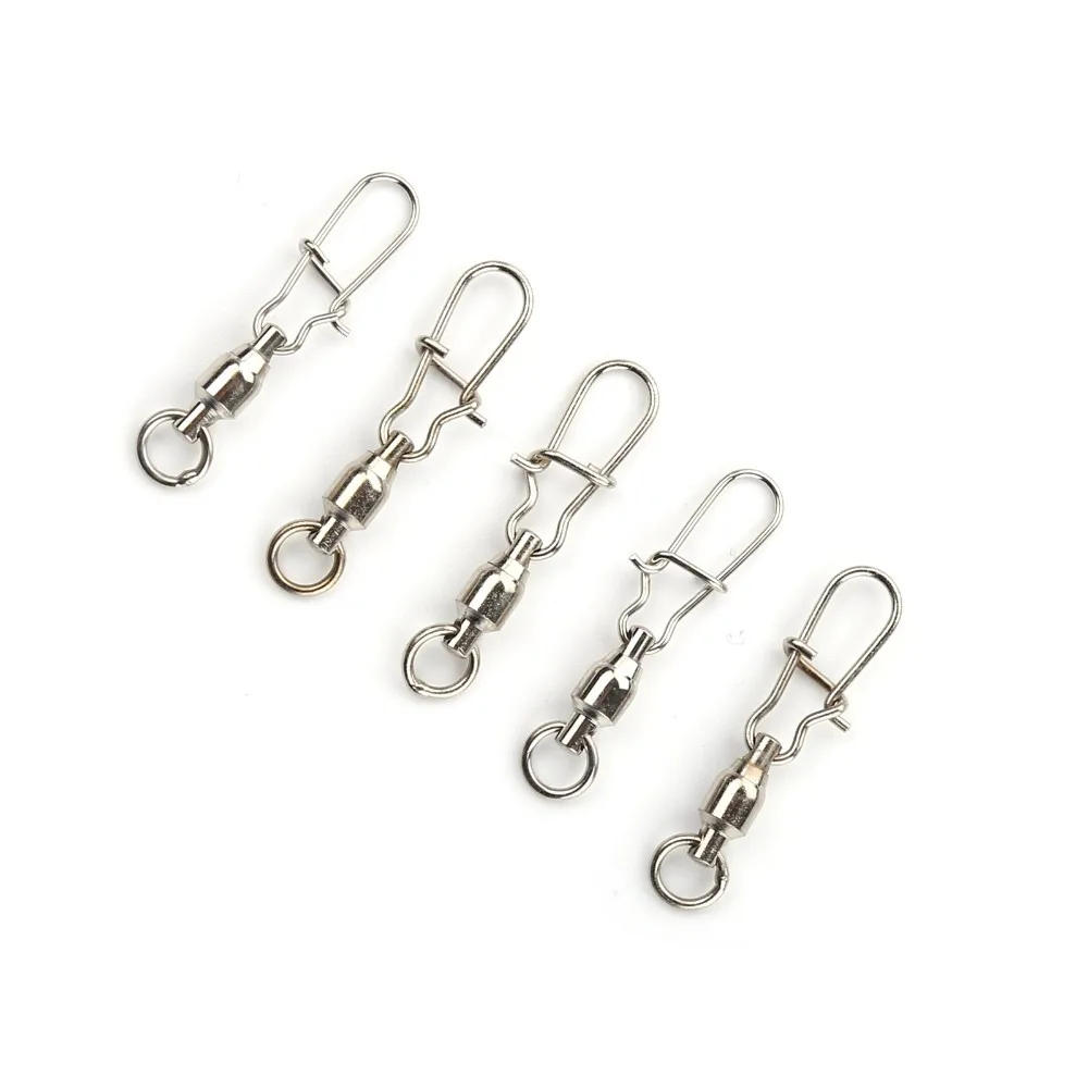 Fishing Swivels Fishing Line Connectors Fishing Hook Connector 20pcs/Lot Ball Bearing Swivels Crane Duo Lock Snap Trolling Rigging
