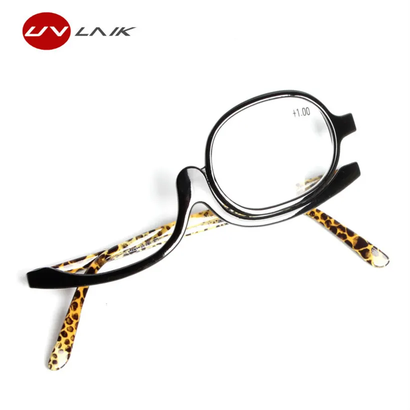 UVLAIK Rotating Magnify Eye font b Makeup b font Glasses Reading Glasses Flipup Glasses Women Cosmetic