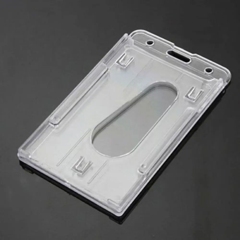 1PC Transparent Double Card Acrylic Plastic ID Badge Card Holder for