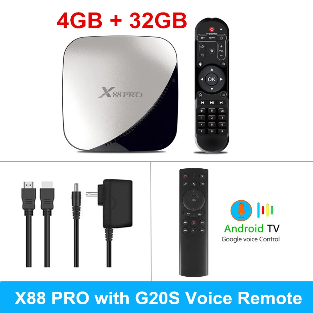 X88 PRO 9,0 Android tv Box Rockchip RK3318 4 Гб ОЗУ 32 Гб 64 Гб H.265 4K голосовой помощник Google Netflix Youtube 2G 16G медиаплеер - Цвет: 4GB32GB G20S Voice