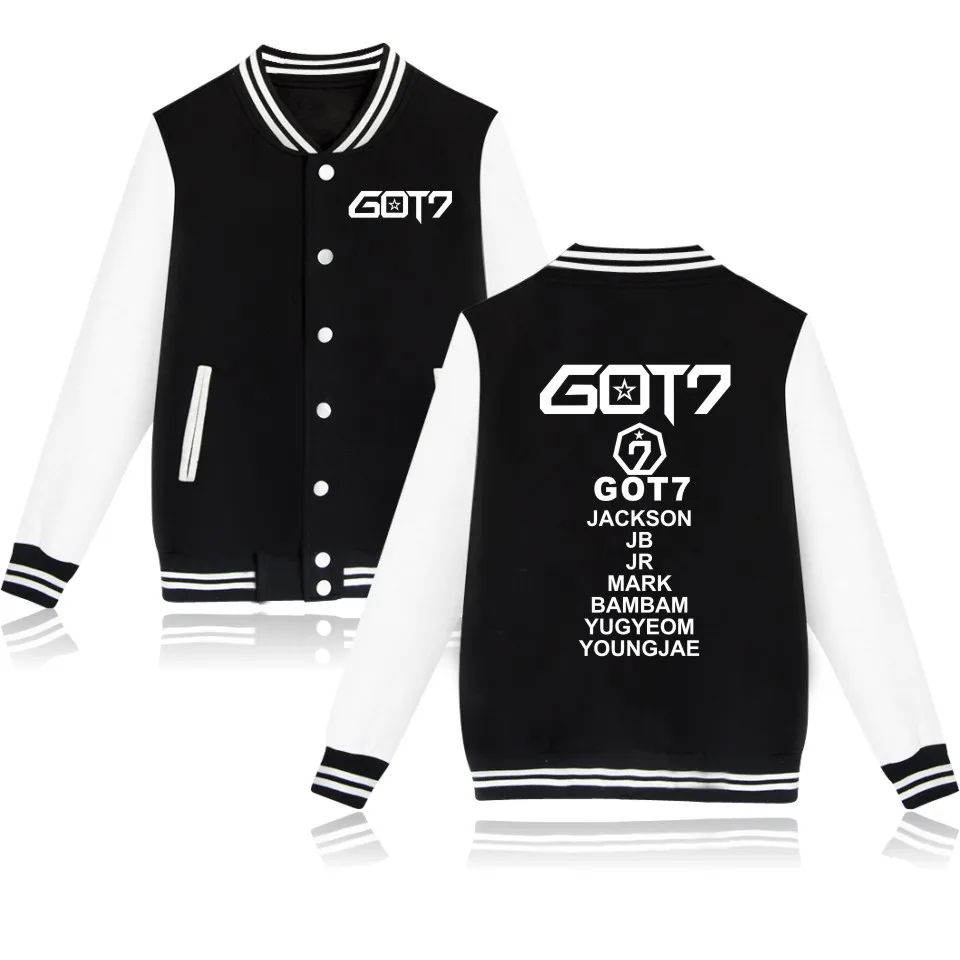  LUCKYFRIDAYF Got7 K-pop Capless Baseball Sweatshirt Women Korean Winter Women Printing Sweatshirt W