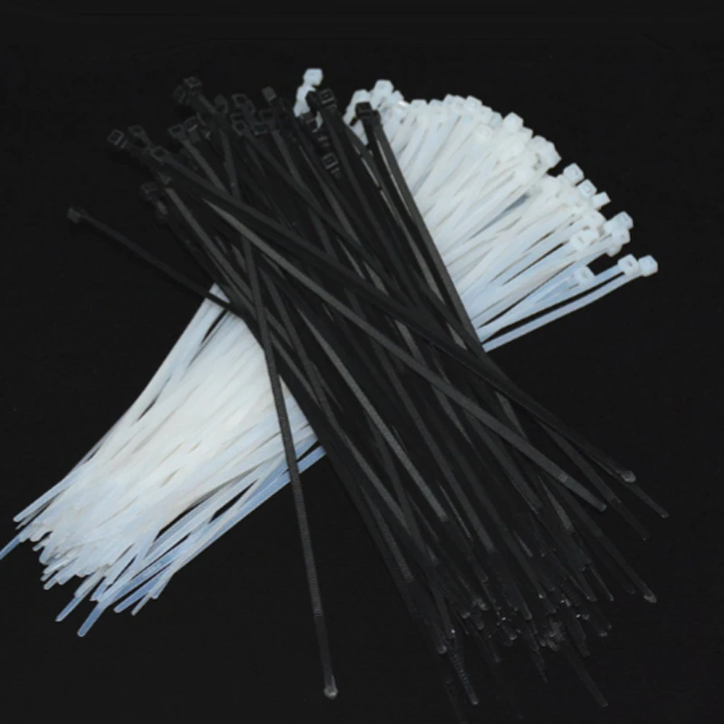 100 PCS 4 x 200MM Automotive Made of plastic ribbons self locking ribbon belt nylon cable