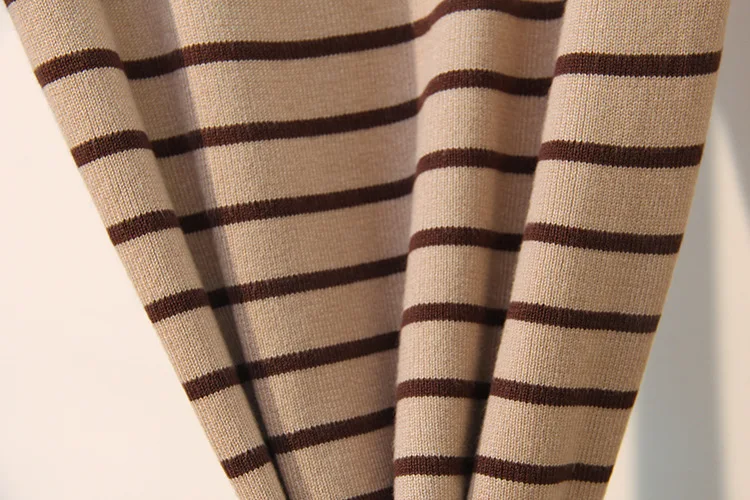 New Korean Women Sweaters Autumn Winter Striped Knitted Pullover  Elatic Sweater Top Long Flare Sleeve Pull Femme Hiver D303