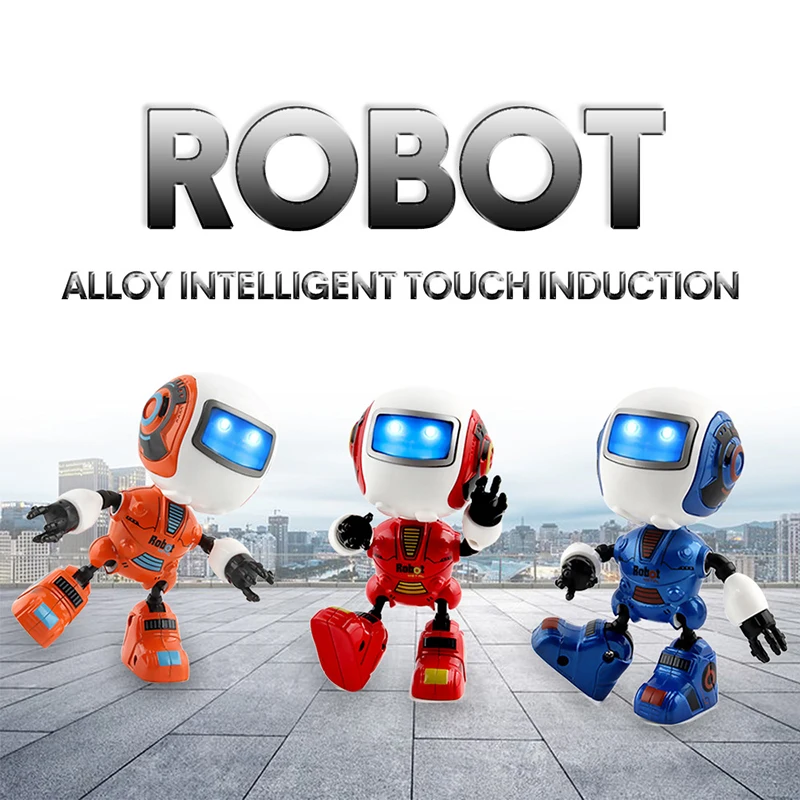 

Mini Robot Talking Robot Toy DIY Pose Intelligent Robot Kit Kids Alloy Diecast Light Musical Robot Kawaii Toys