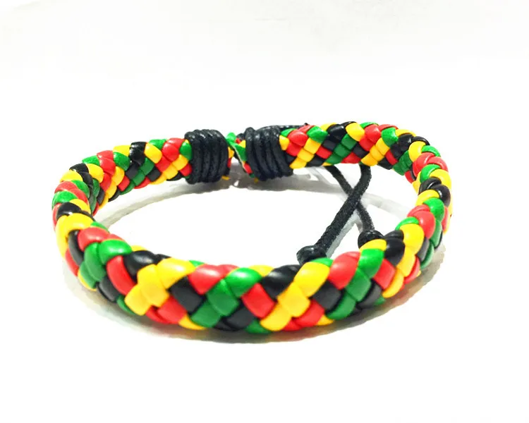 

Jamaican Reggae Bracelet , Bob Marley Style fashion bangle Punk Hip hop Accessories ,Green Yellow Red Wholesale 50pc Lot