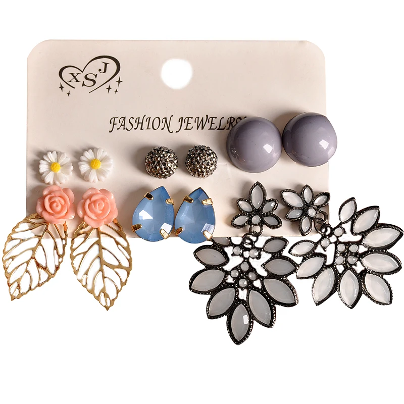 

New fashion gorgeous women's jewelry girl birthday poly pearl earrings with a mixture of 6 pairs /set earrings.