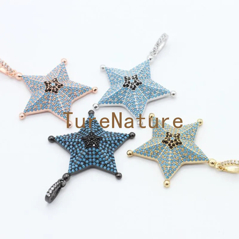 

Latest Design Cute Metal Star Charms Micro Pave Colorful Crystal Beads Stars Pendants In 28.2*36.5 mm PM4894