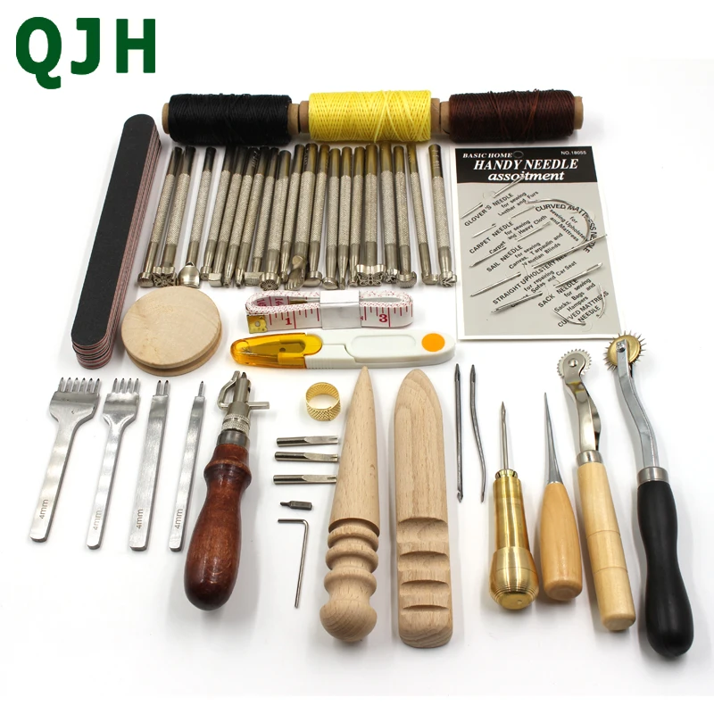 Leatherworking Tool Set with Needles Leathercraft Hand Tool Set for Diy  Faux Leather Working 14 Essential Tools for Stitching - AliExpress