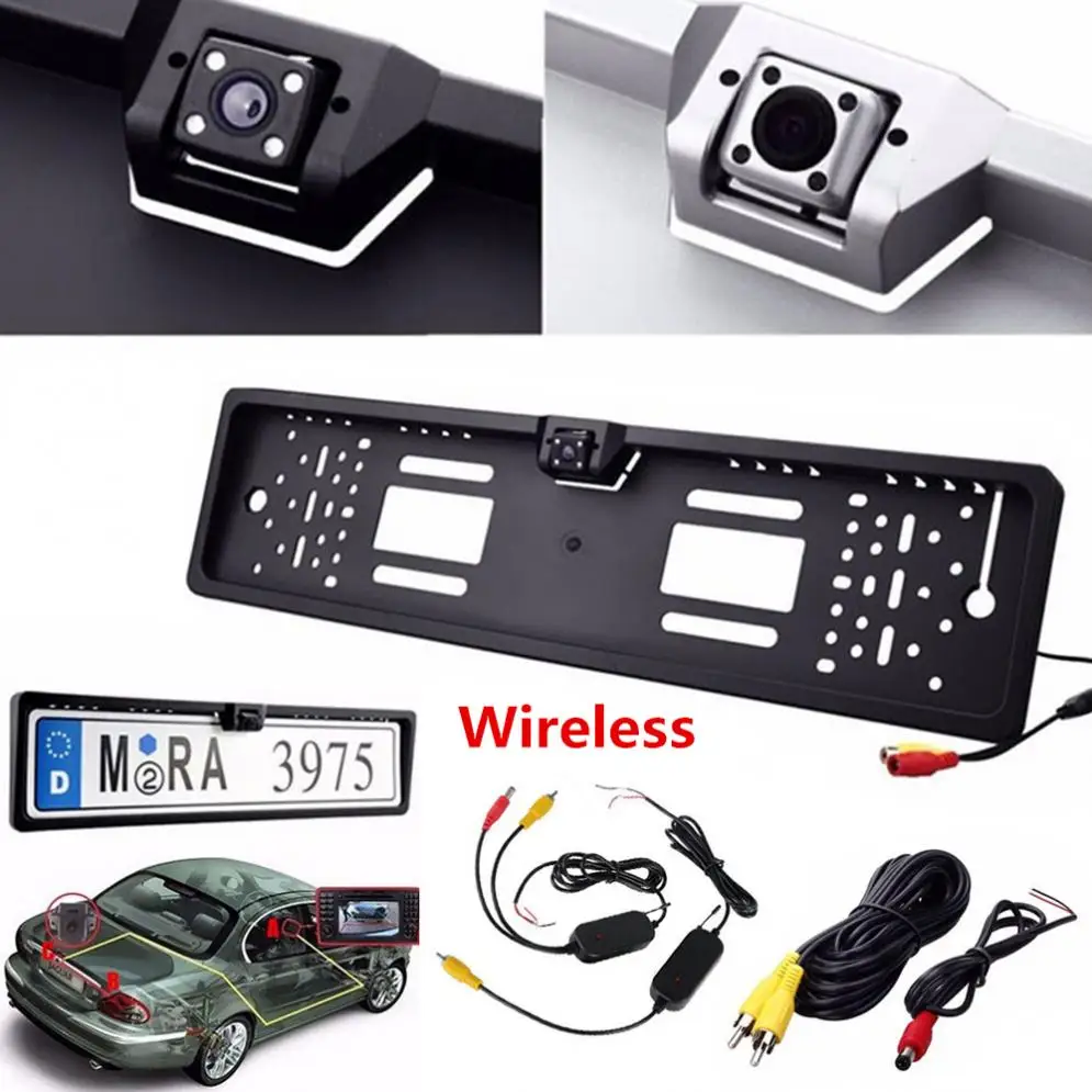 

2.4G Wireless EU Number Plate Frame Reverse Camera with LED Light Night Vison
