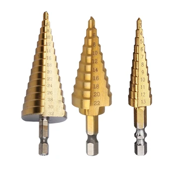 

HSS Steel Large Step Cone Titanium Coated Metal Drill Bit Cut Tool Set Hole Cutter 3-13mm /4-32mm /4-22mm Hole Cutter Wholesale