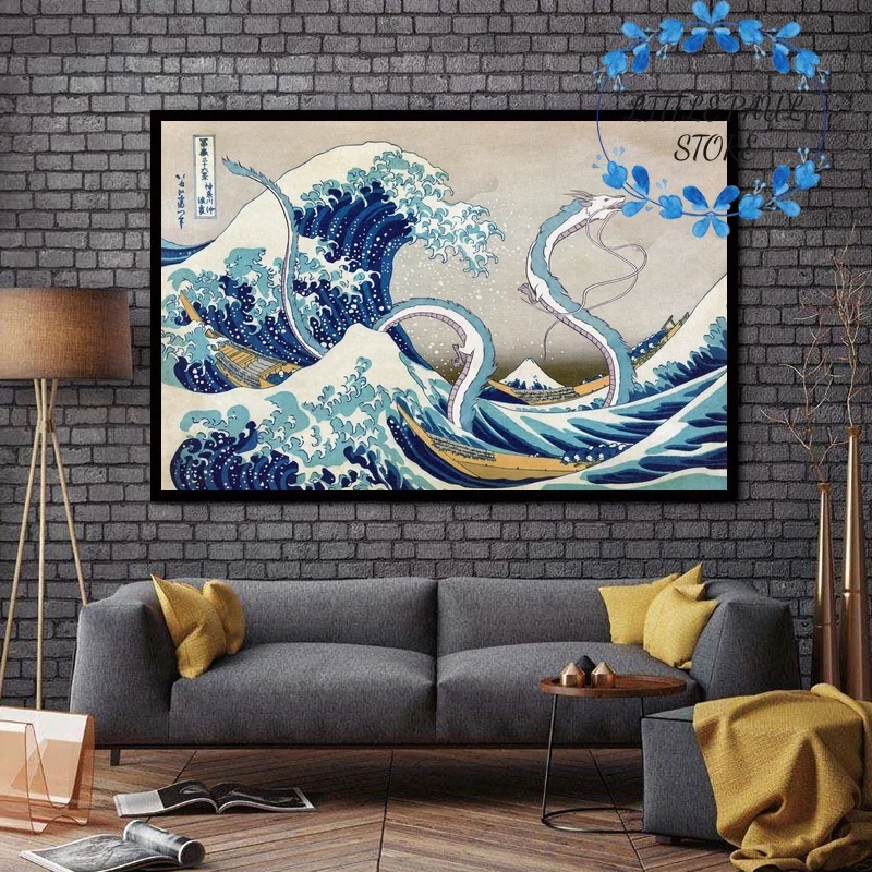 

Kiki The Great Wave of Spirited Away Howl's Moving Castle Japanese Anime Art Canvas Poster Wall Picture for Living Room No Frame