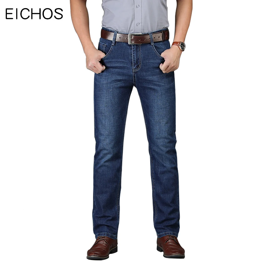 

EICHOS Men Jeans Trousers 2018 Autumn Business Black Blue Classic Jeans Male Stretch Casua Washed Jean Joggers Men Denim Pants