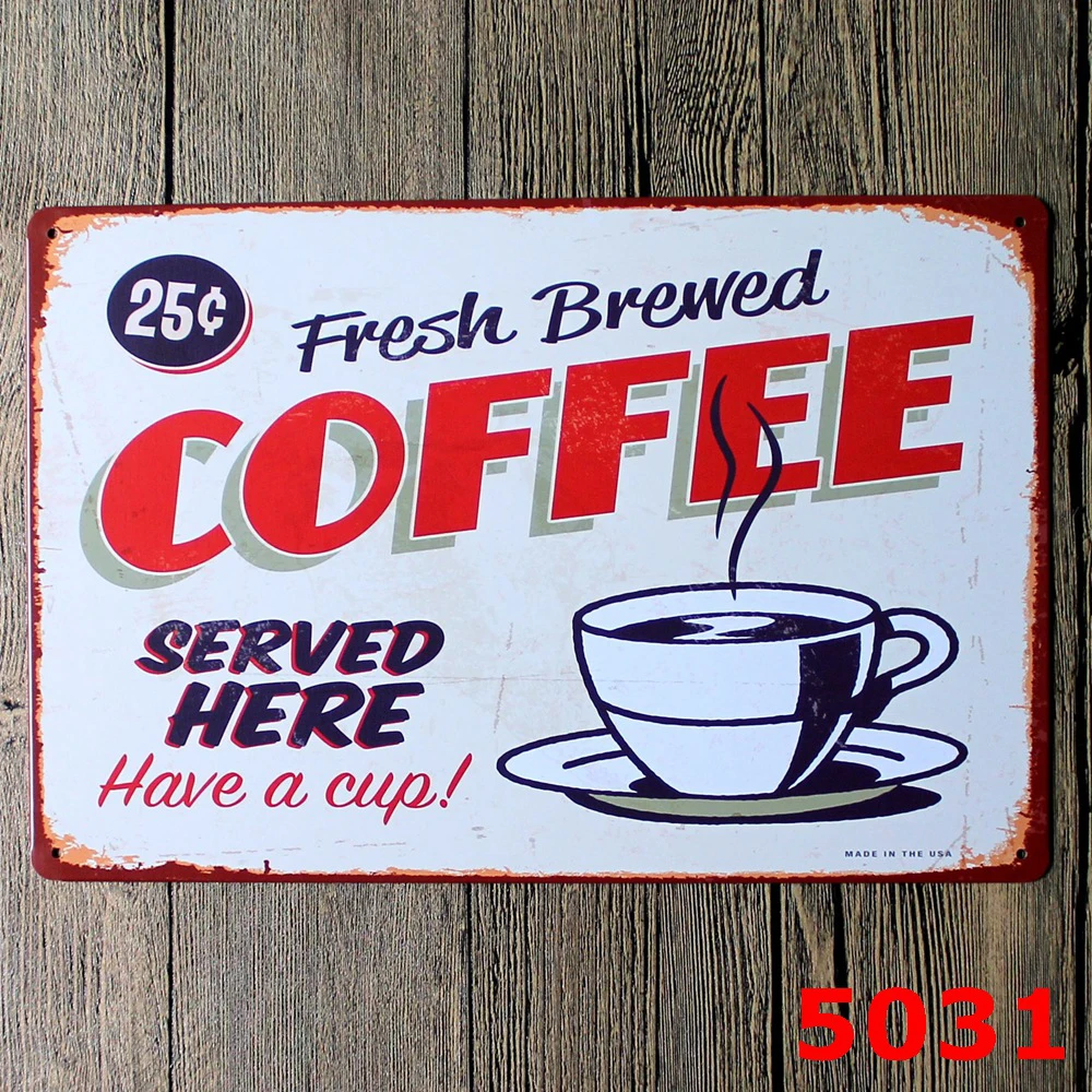 Plaque Metal Tin Signs Vintage Decorative Coffee Plates Cafe Menu - 1000x1000 - jpeg Old Coffee Signs