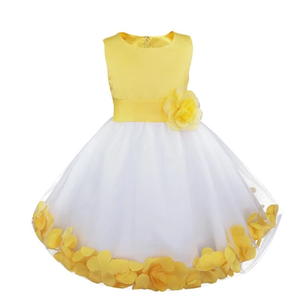 TiaoBug/vestido infantil; Платья с цветочным узором для девочек; элегантное Пышное торжественное платье с цветочным узором для девочек; платья для свадебной вечеринки - Цвет: Yellow
