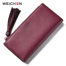 WEICHEN Many Departments Tassel Women Wallets Brand Long Pink Clutch Wallet Female Fashion Ladies Purses Cell