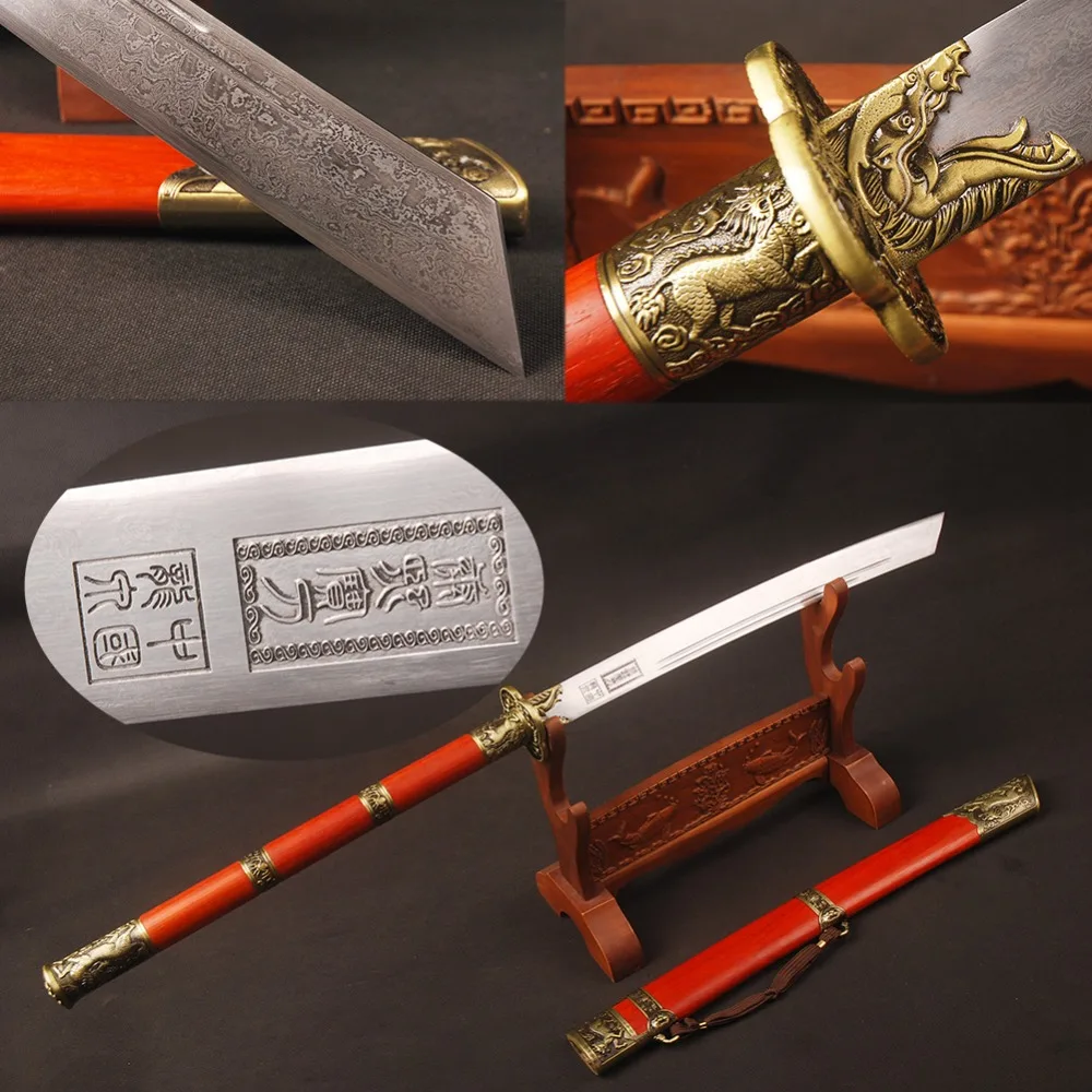 Billige Vintage Chinesische Schwert Voll Handgemachte Qing Dynastie Kangxi Sabre Schwert 45 cm Griff König der Messer Vintage Hause Metall Dekoration