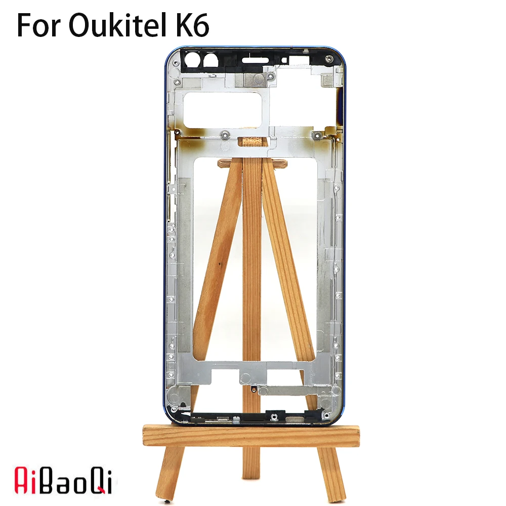 Aibaoqi новая Оригинальная передняя рамка для 5,99 дюйма Oukitel K6 спереди Корпус крышка чехол в сборе запасная часть+ 3 М клей