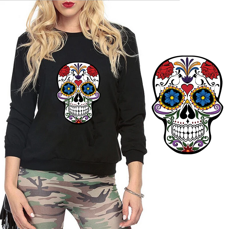 Calavera Мексиканский череп Термотрансферная наклейка для одежды футболок новинка