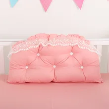 Baby Girls Bed Backrest Bumper Lace Cotton Baby Bedside Cushion Pillow Crib Protector Pillow Baby Room Bedroom Decoration xisayababy nordic style baby bed bumper colorful baby pillow cushion baby bedding crib protector baby room decoration 200cm