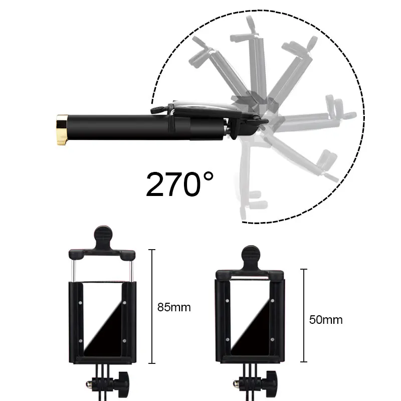 Мини Универсальная селфи палка с зеркалом для iPhone 5S 6S samsung S8 S7 провод ручной монопод выдвижной портативный