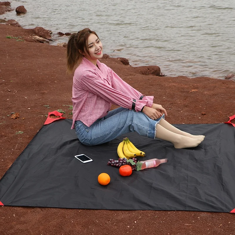خفيفة في الهواء الطلق التخييم حصيرة للماء البسيطة بطانية مزودة بجيب المحمولة في الهواء الطلق سجادة للرحلات لشاطئ حديقة سادة الرمال شحن حصير...