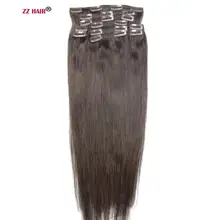 ZZHAIR, 140 г-280 г, 1"-28", волосы remy для машинного производства, 10 шт. в наборе, человеческие волосы для наращивания на заколках, набор на всю голову, Натуральные Прямые Волосы