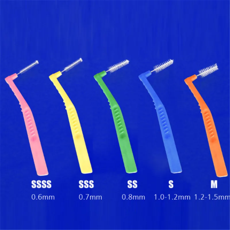 20 шт./кор. 0,6 мм-1,5 мм L Форма двухтактный для чистки межзубных пространств, потрясающая Мягкая зубная нить Зубная щётка Ортодонтическая щеточка для чистки инструмент для ухода за полостью рта